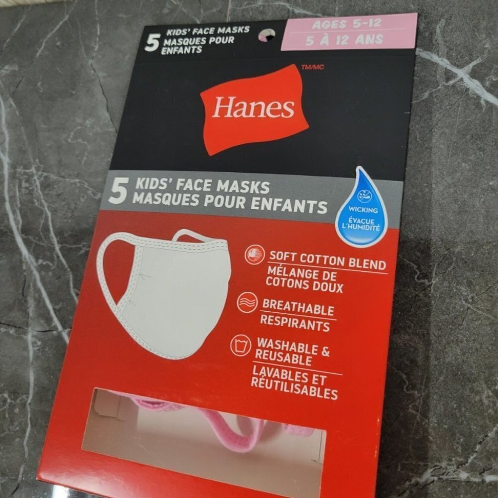 Hanes Girls Pink Masks  5 pack